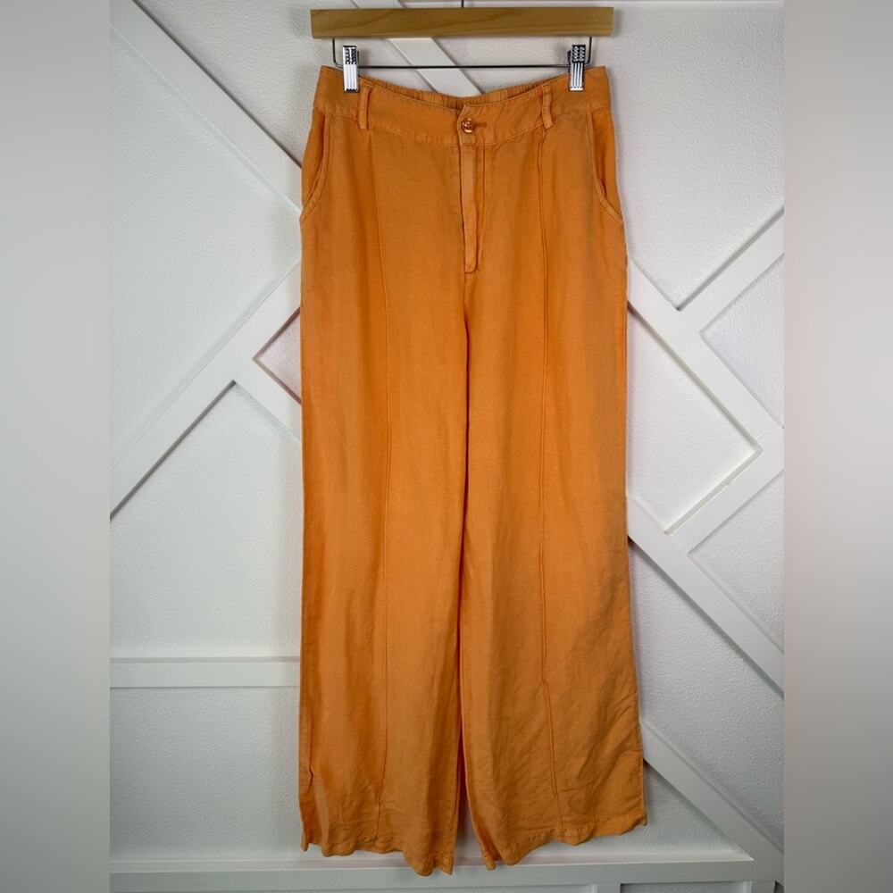 NWT Young Fabulous & Broke Wide Leg Linen Blend Pants Orange Size M
